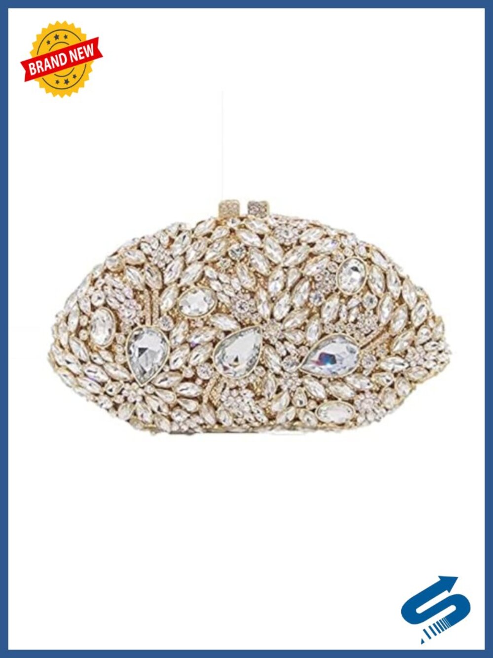 Mini Flower Rhinestone Clutch Evening Bag Faux Leather Formal Wedding Prom